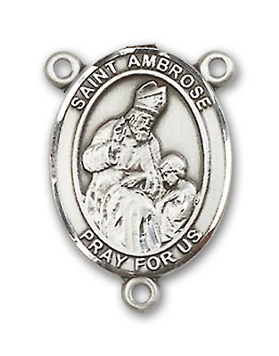 St. Ambrose Rosary Centerpiece Sterling Silver or Pewter - Sterling Silver