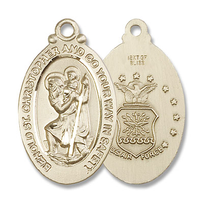 St. Christopher Air Force Medal - 14K Solid Gold
