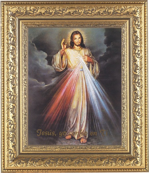 Divine Mercy 8x10 Framed Print Under Glass - Jesus Yo Confio En Ti - #115 Frame