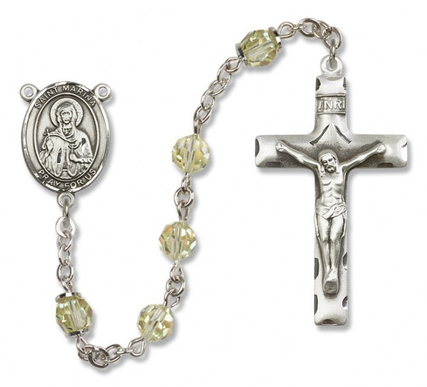 St. Marina Sterling Silver Heirloom Rosary Squared Crucifix - Zircon