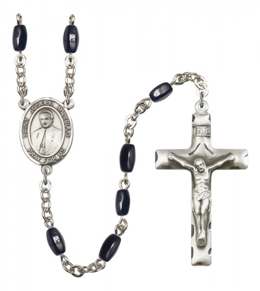 Men's St. Joseph Marello Silver Plated Rosary - Black | Silver