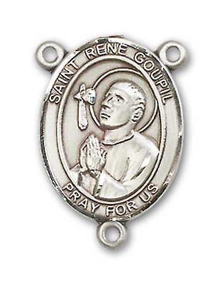 St. Rene Goupil Rosary Centerpiece Sterling Silver or Pewter - Sterling Silver