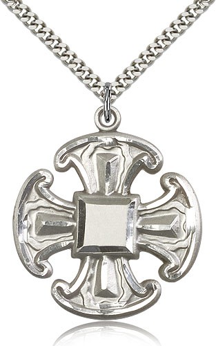 Large Canterbury Cross Pendant - Sterling Silver