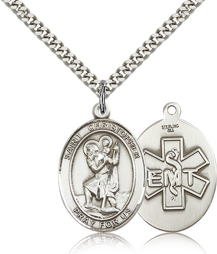 St. Christopher EMT Medal - Sterling Silver