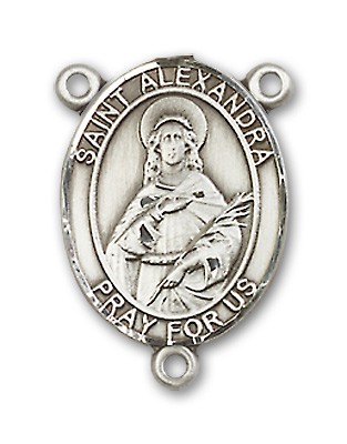 St. Alexandra Rosary Centerpiece Sterling Silver or Pewter - Sterling Silver