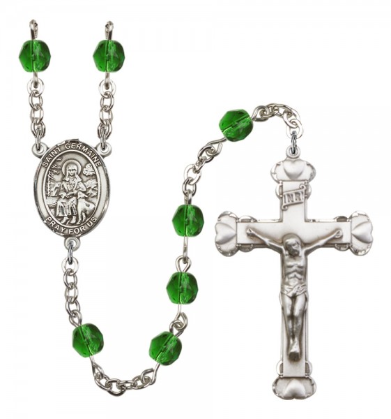 Women's St. Germaine Cousin Birthstone Rosary - Emerald Green