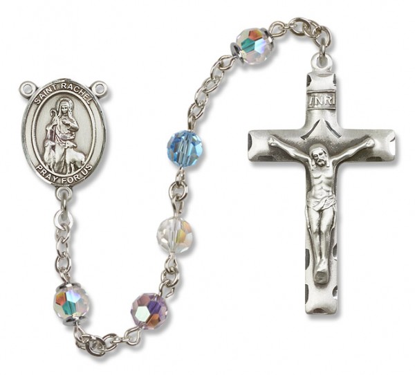 St. Rachel Sterling Silver Heirloom Rosary Squared Crucifix - Multi-Color