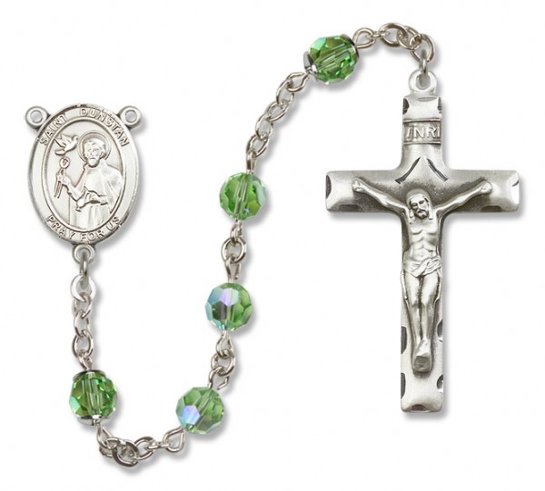 St. Dunstan Sterling Silver Heirloom Rosary Squared Crucifix - Peridot