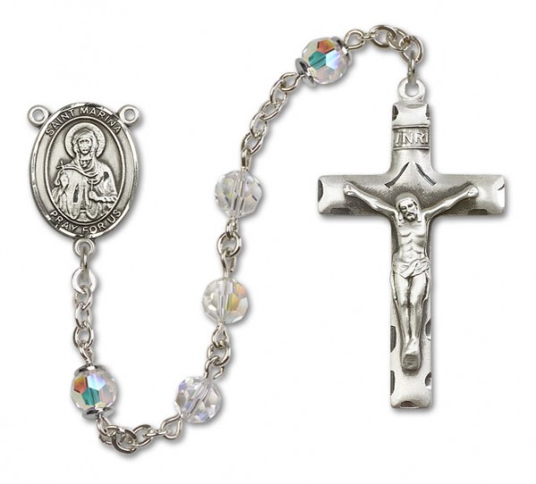 St. Marina Sterling Silver Heirloom Rosary Squared Crucifix - Crystal