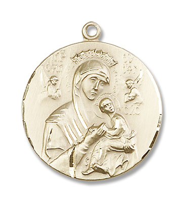 Round Our Lady of Perpetual Help Pendant - 14KT Gold Filled