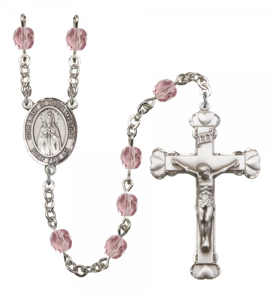 Women's Our Lady of Rosa Mystica Birthstone Rosary - Light Amethyst