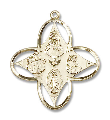 Open Cut Four-Way Medal - 14K Solid Gold