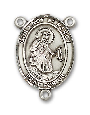 Our Lady of Mercy Rosary Centerpiece Sterling Silver or Pewter - Sterling Silver
