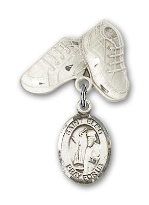 Pin Badge with St. Elmo Charm and Baby Boots Pin - Silver tone