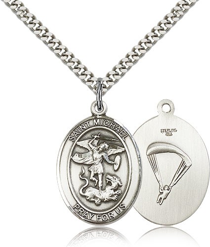 St. Michael Paratrooper Medal - Sterling Silver