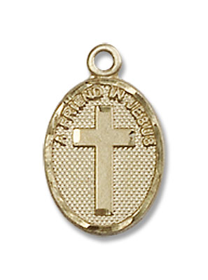 Petite Friend In Jesus Cross Pendant - 14K Solid Gold