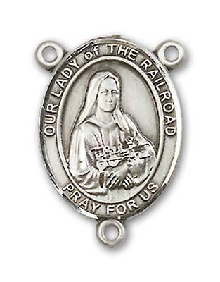 Our Lady of the Railroad Rosary Centerpiece Sterling Silver or Pewter - Sterling Silver