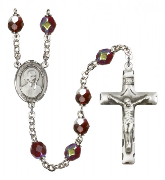 Men's St. John Berchmans Silver Plated Rosary - Garnet
