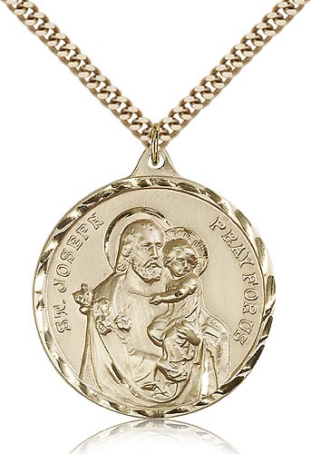 Men's Large Saint Joseph Medal - 14KT Gold Filled