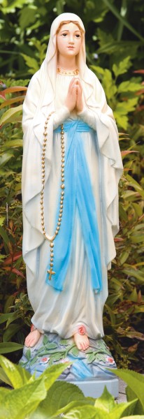 Our Lady of Lourdes Statue 26.5 Inches - Detailed Color Finish