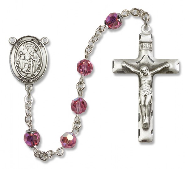 St. James the Greater  Sterling Silver Heirloom Rosary Squared Crucifix - Rose