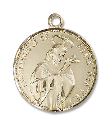 Round St. Francis of Assisi Medal - 14K Solid Gold
