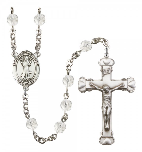 Women's St. Francis of Assisi Birthstone Rosary - Crystal