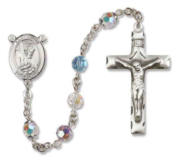 St. Helen Sterling Silver Heirloom Rosary Squared Crucifix - Multi-Color