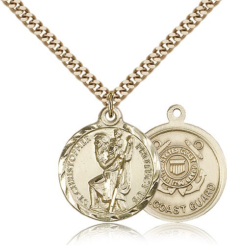 Coast Guard St. Christopher Medal - Nickel Size - 14KT Gold Filled