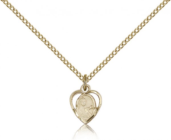 Petite St. Theresa Heart Shaped Necklace - 14KT Gold Filled