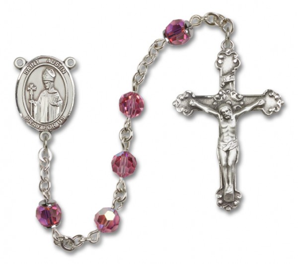 St. Austin Sterling Silver Heirloom Rosary Fancy Crucifix - Rose