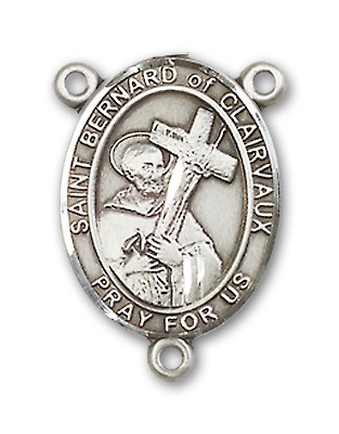 St. Bernard of Clairvaux Rosary Centerpiece Sterling Silver or Pewter - Sterling Silver
