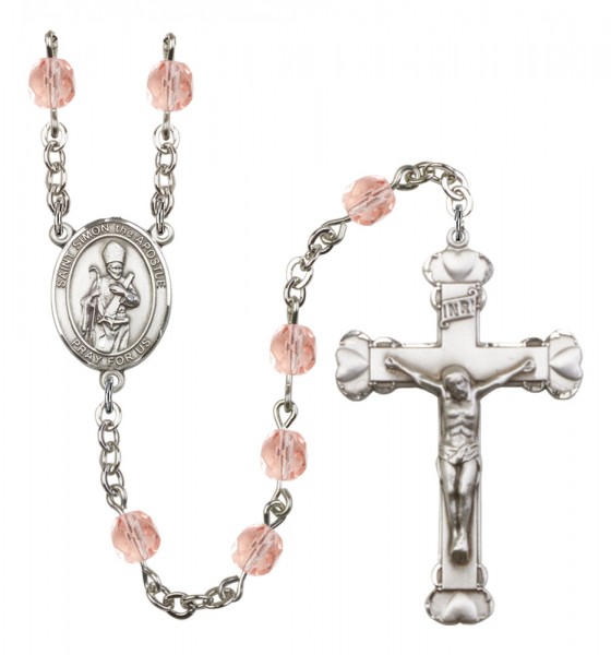 Women's St. Simon the Apostle Birthstone Rosary - Pink