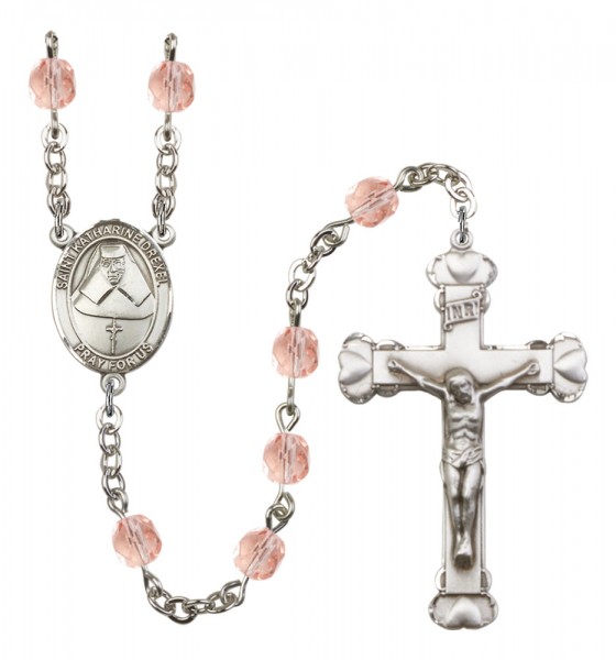 Women's St. Katharine Drexel Birthstone Rosary - Pink