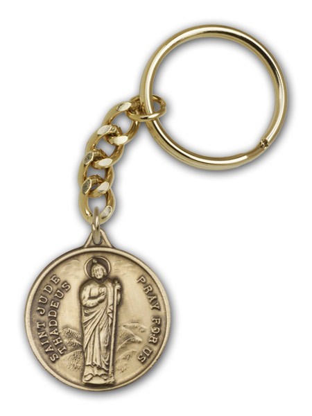 St. Jude Thaddeus Keychain - Antique Gold