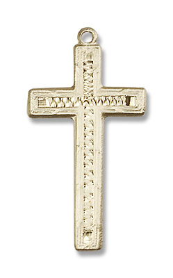 Woven Center Women's Cross Necklace - 14K Solid Gold