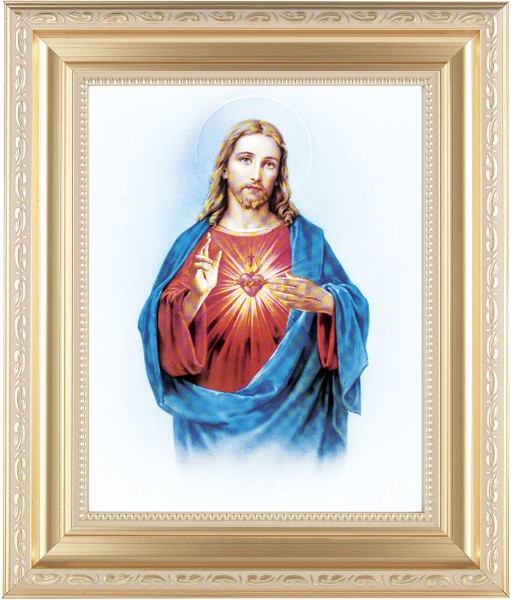 Sacred Heart of Jesus 8x10 Framed Print Under Glass - #138 Frame
