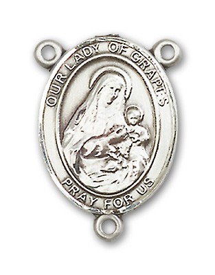 Our Lady of Grapes Rosary Centerpiece Sterling Silver or Pewter - Sterling Silver