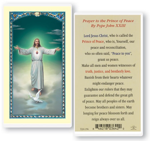 Prayer To The Prince of Peace Laminated Prayer Card - 25 Cards Per Pack .80 per card