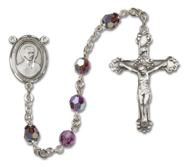 St. John Berchmans Sterling Silver Heirloom Rosary Fancy Crucifix - Amethyst
