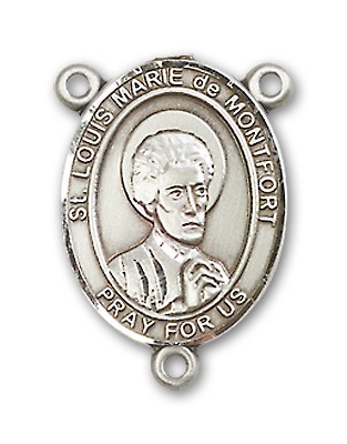 St. Louis Marie De Montfort Rosary Centerpiece Sterling Silver or Pewter - Sterling Silver