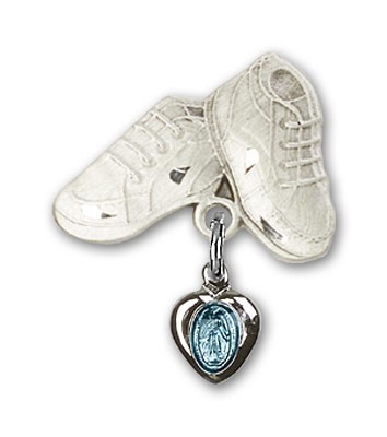 Baby Pin with Blue Miraculous Charm and Baby Boots Pin - Sterling Silver | Blue Enamel
