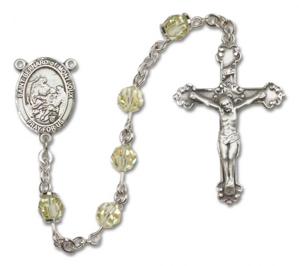 St. Bernard of Montjoux Sterling Silver Heirloom Rosary Fancy Crucifix - Jonquil