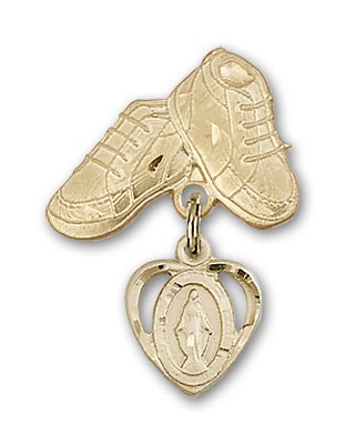 Baby Badge with Miraculous Charm and Baby Boots Pin - Gold Tone