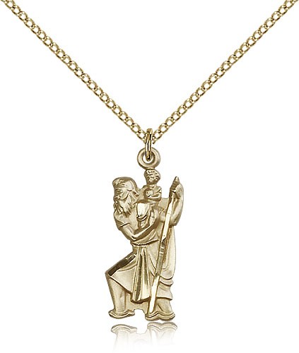 Figure of St. Christopher Necklace - 14KT Gold Filled