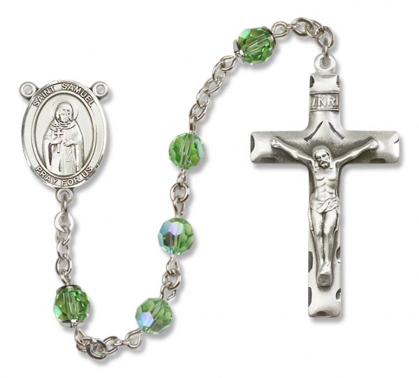 St. Samuel Sterling Silver Heirloom Rosary Squared Crucifix - Peridot