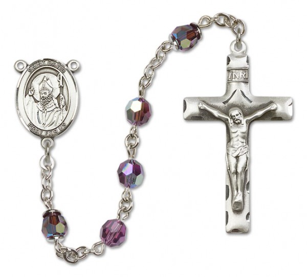 St. David of Wales Sterling Silver Heirloom Rosary Squared Crucifix - Amethyst