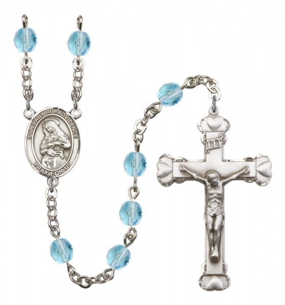 Women's Our Lady of Providence Birthstone Rosary - Aqua