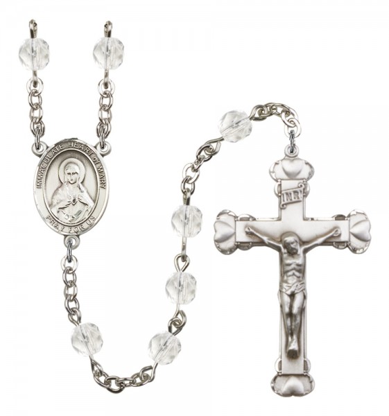Women's Immaculate Heart of Mary Birthstone Rosary - Crystal