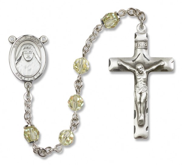 St. Alphonsa Sterling Silver Heirloom Rosary Squared Crucifix - Zircon